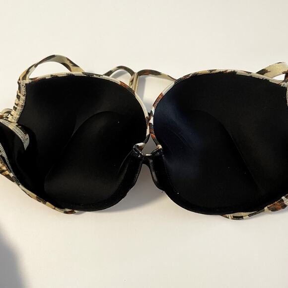 Victoria's Secret Bikini Top Womens 38C Brown Animal Print Bombshell Padded - Picture 8 of 11